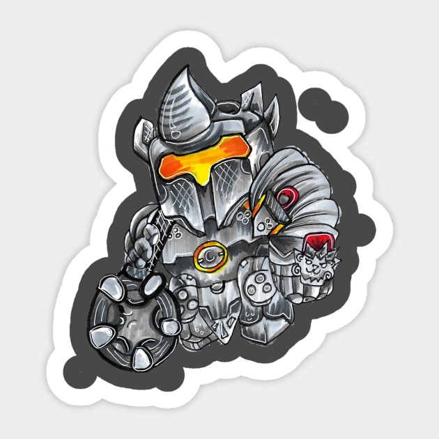 reinhardt overwatch chibi Sticker by Geeky Gimmicks